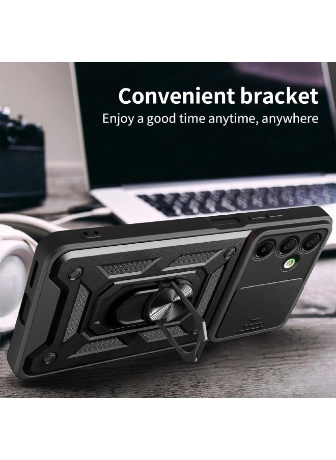 RUGGED SHIELD Samsung Galaxy A16 Case, Samsung A16 Cover with Slide Camera Cover, Heavy Duty Shockproof Drop Protection Phone Case Cover with Ring Kickstand for Samsung Galaxy A16 5G/4G, Black  - Image 3