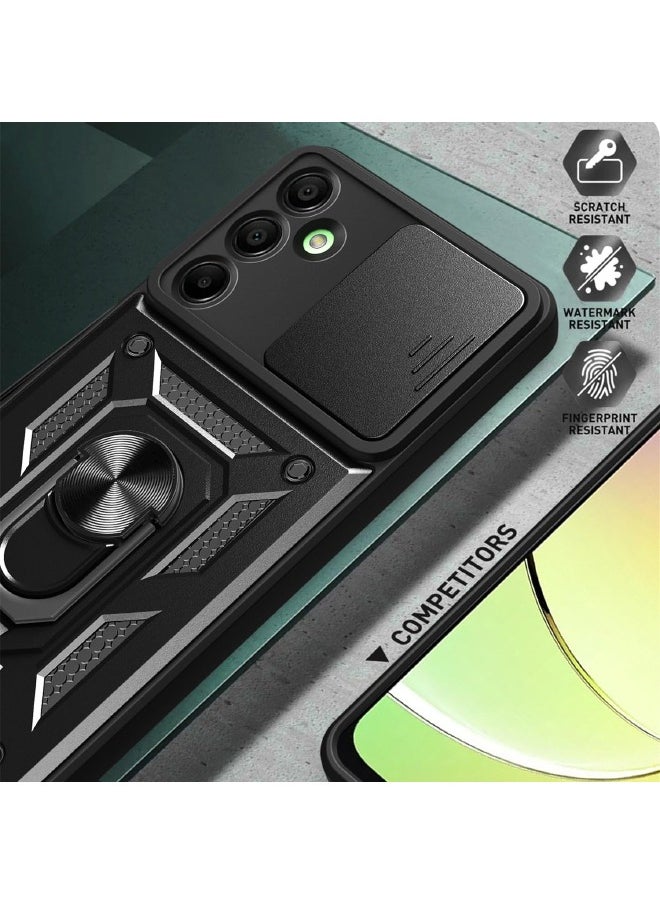 RUGGED SHIELD Samsung Galaxy A16 Case, Samsung A16 Cover with Slide Camera Cover, Heavy Duty Shockproof Drop Protection Phone Case Cover with Ring Kickstand for Samsung Galaxy A16 5G/4G, Black  - Image 4
