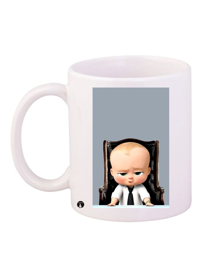 RYN The Baby Boss Printed Coffee Mug White/Grey/Beige 11ounce