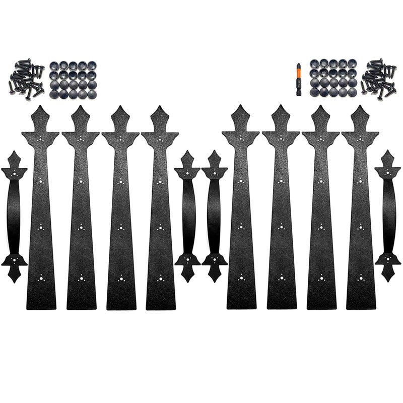 JFOGO Garage Door Decorative Hardware SetScrew Mounted8 Faux Garage Door Hinges and 4 Handles AccentsBlack DecorationABS Plasticsfor 2 Car Garage - Image 2