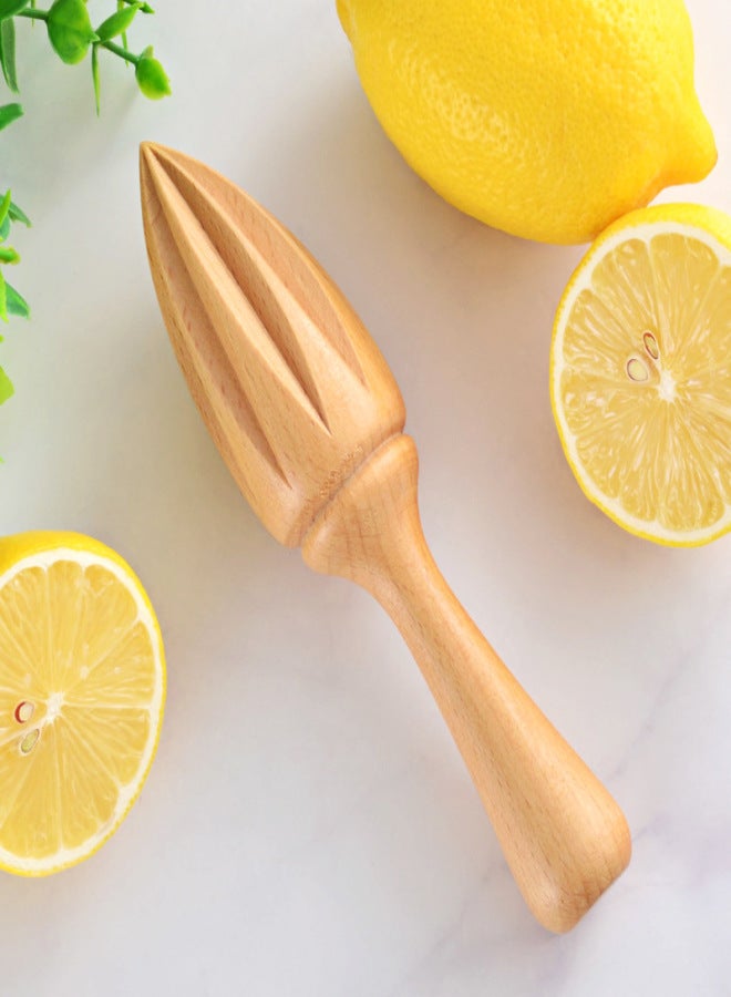 Manual Beech lemon juicer unpainted solid wood lemon cone kitchen baking supplies log squeezing juice tool(Beech) - Image 2