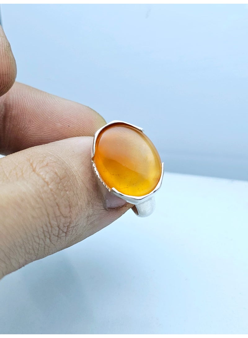 Men's silver ring, original natural Yemeni agate, 925 carat, royal gemstone, new Yemeni-made rings, gift, sterling silver, suitable for men, luxurious packaging, luxury men's gifts  - Image 3