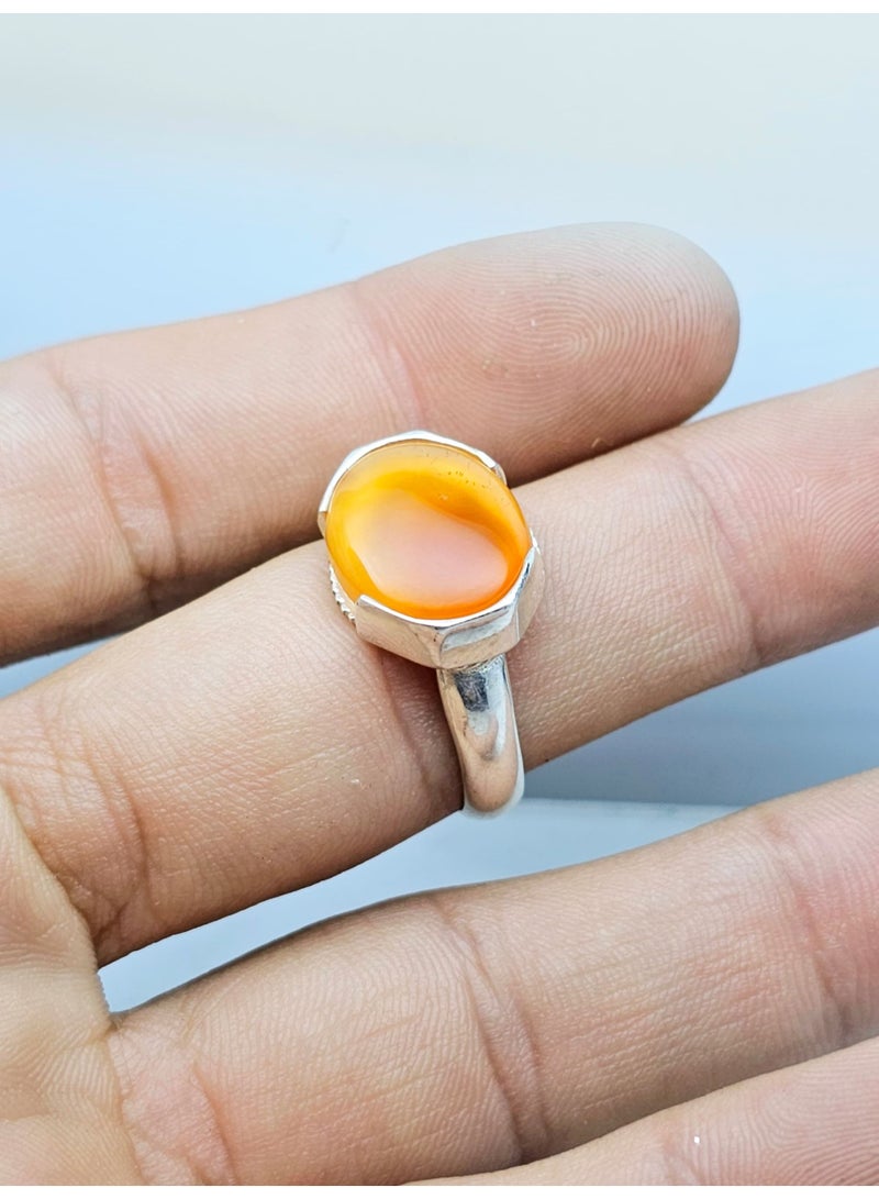 Men's silver ring, original natural Yemeni agate, 925 carat, royal gemstone, new Yemeni-made rings, gift, sterling silver, suitable for men, luxurious packaging, luxury men's gifts  - Image 1
