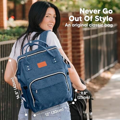 KeaBabies Baby Diaper Bag Backpack Large Baby Bag for Boys Girls Waterproof Multi Function Travel Diaper Backpack with Changing Pad Durable Travel Essentials for Moms and Dads Navy Blue - Image 3