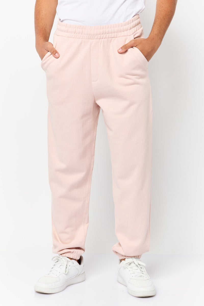 Celio Men Regular Fit Solid Drawstring Jogger Pants, Pink - Image 1