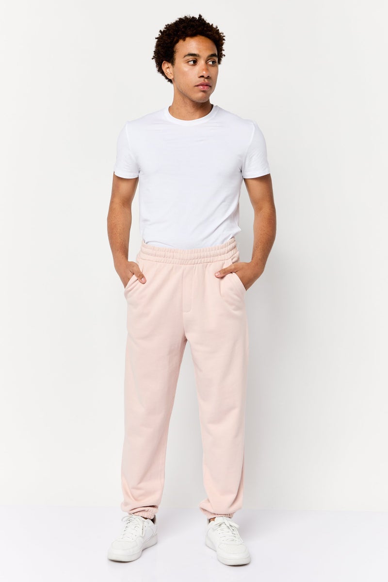 Celio Men Regular Fit Solid Drawstring Jogger Pants, Pink - Image 2