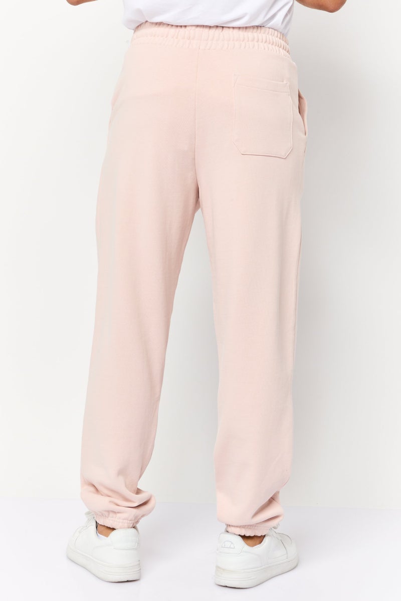 Celio Men Regular Fit Solid Drawstring Jogger Pants, Pink - Image 4