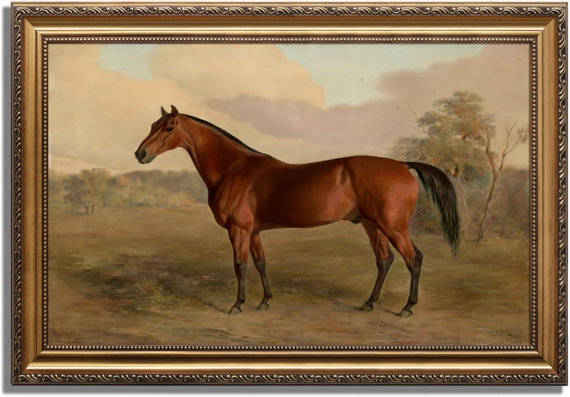 KBKBART Gold Framed Vintage Wall Art Vintage Horse Painting Farmhouse Decor Rustic Antique Equestrian Art Prints Wall Decor Western Animal Picture Wall Hanging Decor for Living Room Bathroom Office Bedroom16x24 - Image 2