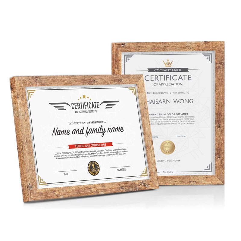 iRahmen 8.5x11 picture frame 4 Pack with Plexiglass  Rustic Brown wood Certificate/Diploma Frames for Desktop Display and Wall Mounting. - Image 2