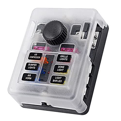 tatida 12 Volt Fuse Block, Waterproof 6 Way Fuse Box with 6 Ground Negative Busbar for Automotive[100 Amp Max] [ATC/ATO Fuses] [LED Indicator] [2 Spare Fuse Slots] for Car Boat Marine RV DC 12-24V - Image 1