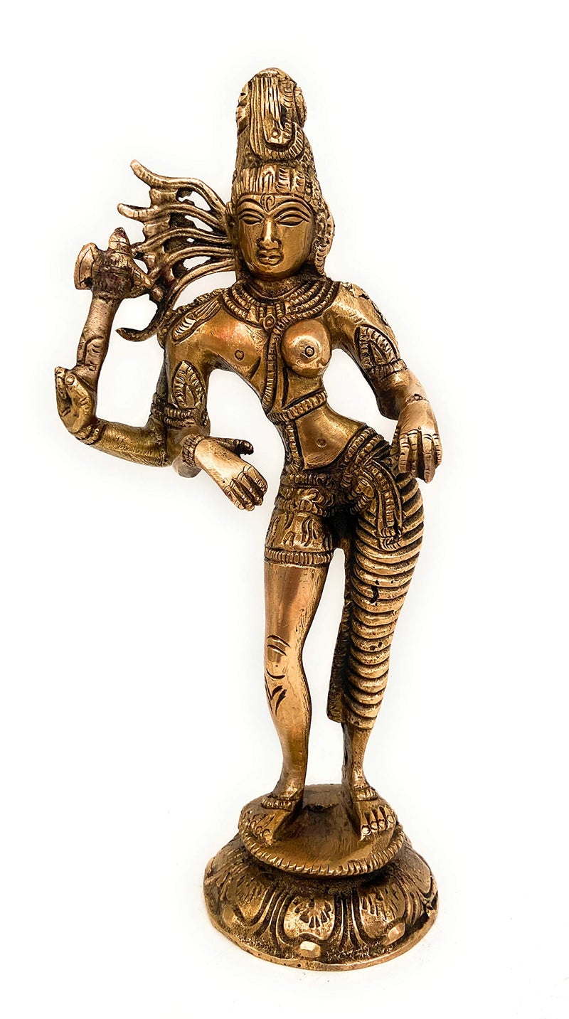 Bhunes Ardhanarishvara Brass Idol – Ardhanari Shiva-Parvati Murti, Spiritual Pooja Statue, Home Decor, Temple Vigraha, Divine Showpiece, Gold, 9 Inch, 1 Piece - Image 2