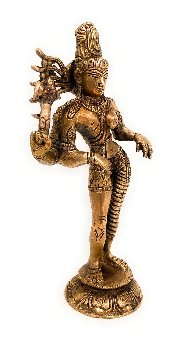 Bhunes Ardhanarishvara Brass Idol – Ardhanari Shiva-Parvati Murti, Spiritual Pooja Statue, Home Decor, Temple Vigraha, Divine Showpiece, Gold, 9 Inch, 1 Piece - Image 4