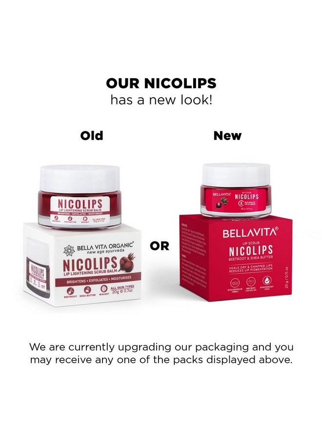 Bella Vita Organic - Dark Spots Removal Combo With Nicolips Lip Scrub Balm Brightening Dark Lips For Men And Women (20Gm) - Under Eye Cream For Dark Circles For Women & Men With Vitamin E (20Gm) - Image 1