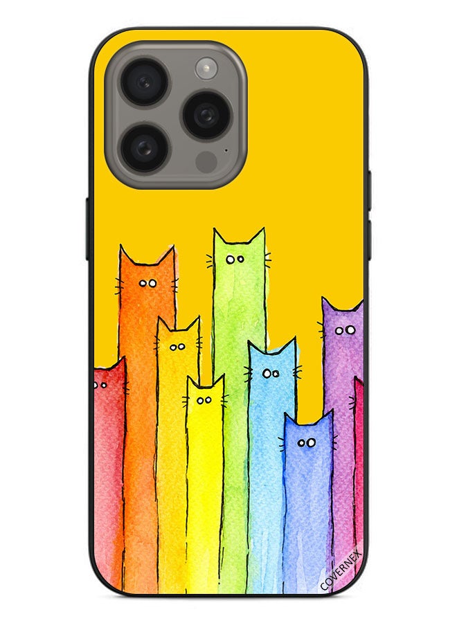 Covernex Protective Case Cover For Apple iPhone 15 Pro Cat Puppet Art - Image 1