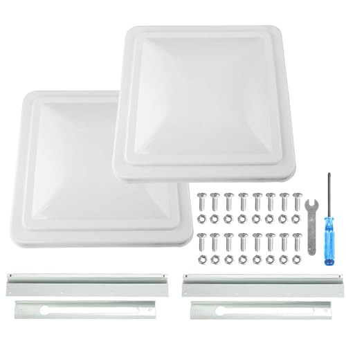 caqeg 2 Pack 14 Universal Roof Vent Cover Vent Lid Replacement for RV Trailer Camper Motorhome Roof Vent Cover White - Image 1