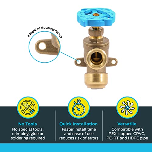 SharkBite 3/4 Inch x 3/4 Inch MHT Garden Valve, Multi Turn, Push to Connect Brass Plumbing Fitting, PEX Pipe, Copper, CPVC, PE-RT, HDPE, 24623LF - Image 3