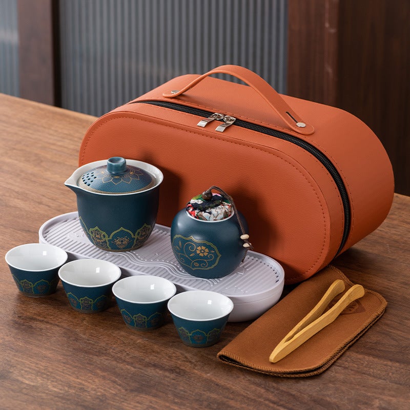 High-Grade National Fashion Travel Tea Set Suit Household High-Grade Business Gifts Light Luxury One Pot Three Cups Commemorative Accompanying Gifts - Image 1