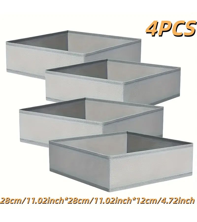 4 Pcs Fabric Drawer Organizer Gray Large Foldable Wardrobe Storage Boxes For Clothes Lingerie And Bras Space Saving Solution For Home Organization On Desks And Drawers - Image 3