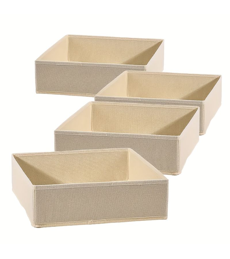 4 Pcs Fabric Drawer Organizer Gray Large Foldable Wardrobe Storage Boxes For Clothes Lingerie And Bras Space Saving Solution For Home Organization On Desks And Drawers - Image 1