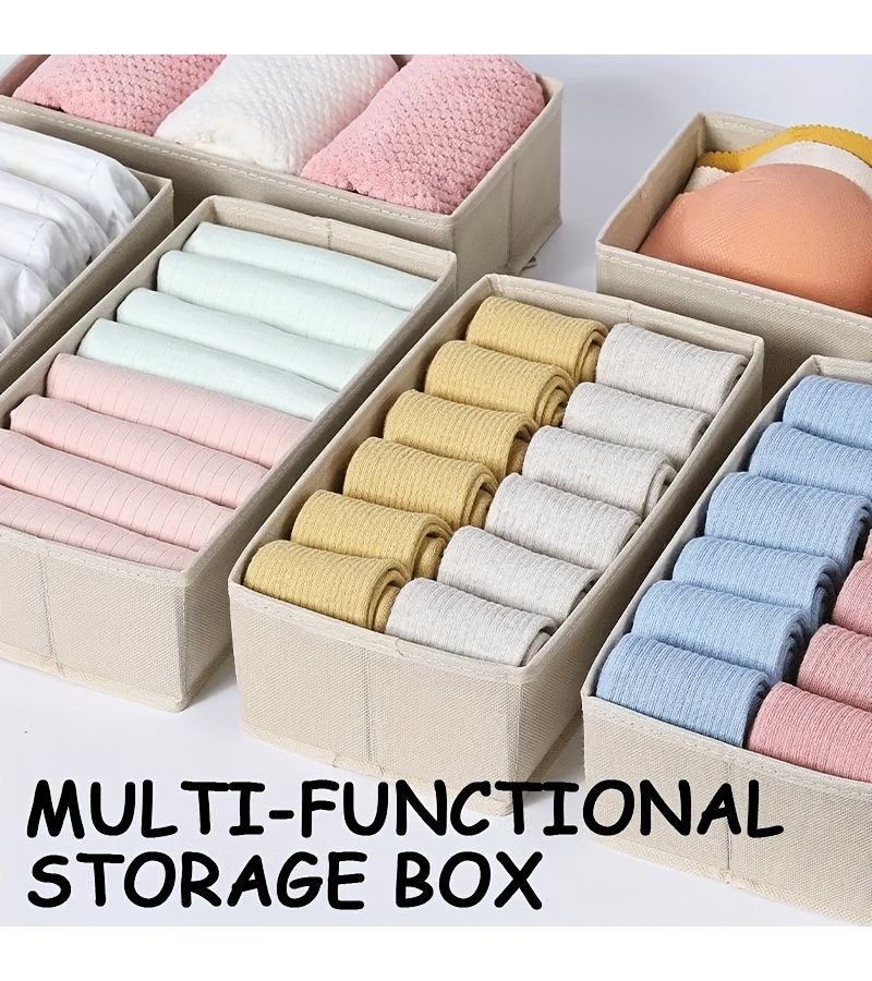 4 Pcs Fabric Drawer Organizer Gray Large Foldable Wardrobe Storage Boxes For Clothes Lingerie And Bras Space Saving Solution For Home Organization On Desks And Drawers - Image 2