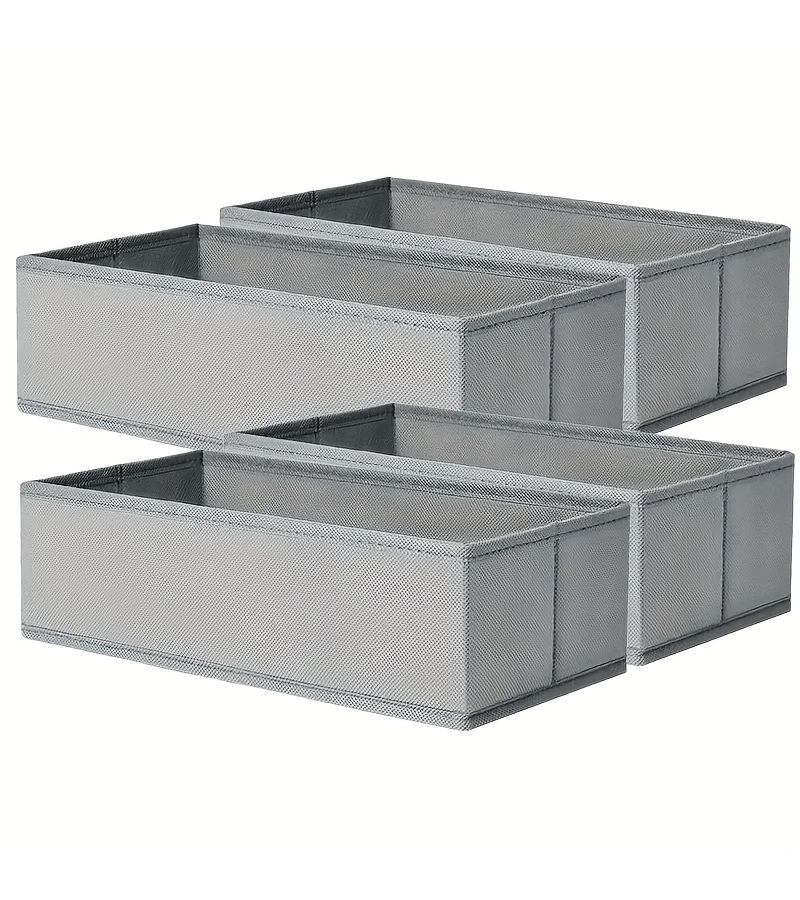 4 Pcs Fabric Drawer Organizer Gray Large Foldable Wardrobe Storage Boxes For Clothes Lingerie And Bras Space Saving Solution For Home Organization On Desks And Drawers - Image 5