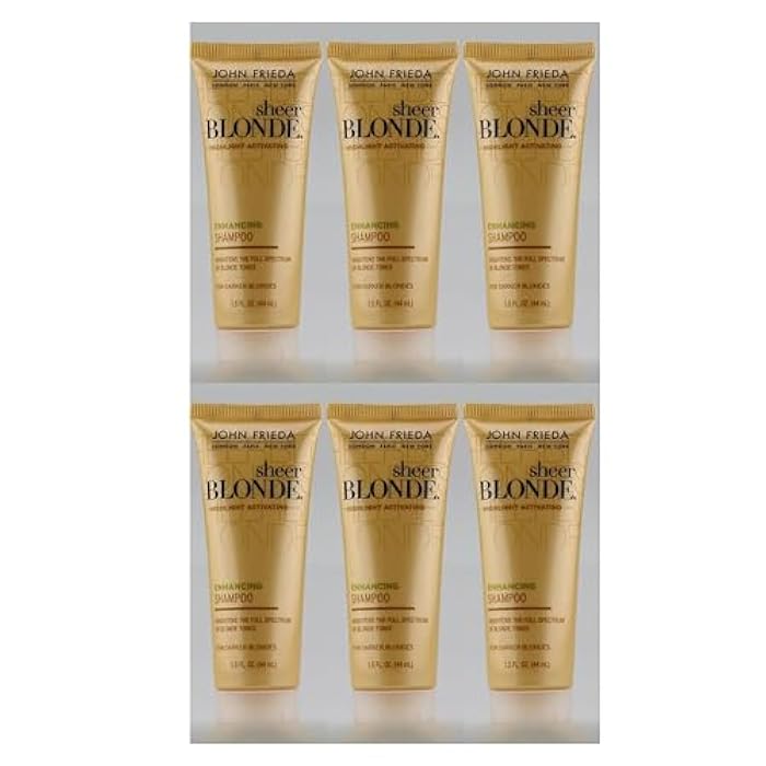 John Frieda Sheer Blonde Highlight Activating Daily Shampoo, Honey to Caramel, 1.5 oz (Pack of 6), For Darker Blondes - Image 1