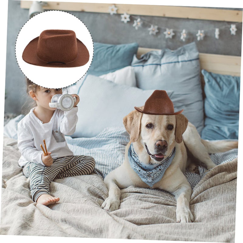 Western Cowboy Hat For Dogs Cats Halloween Party Photography Comfortable Elastic Strap Durable Non Woven Material - Image 3
