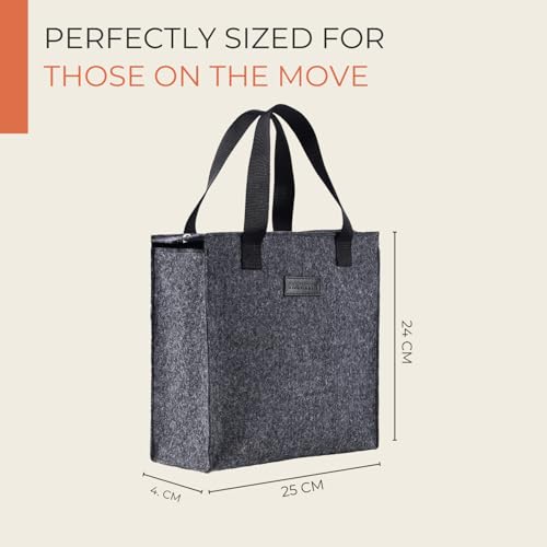 HAMELIN Lunch Bag for Office | Leakproof Tiffin Box Bag for Office, School & Travel | Lunch Box Bags for Men, Women & Kids | Stylish Lunch Bags for Boys & Girls|Tiffin Bag for Travel | Grey Felt - Image 5