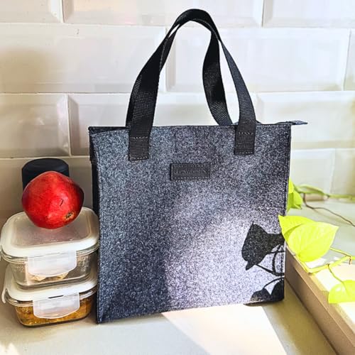 HAMELIN Lunch Bag for Office | Leakproof Tiffin Box Bag for Office, School & Travel | Lunch Box Bags for Men, Women & Kids | Stylish Lunch Bags for Boys & Girls|Tiffin Bag for Travel | Grey Felt - Image 1