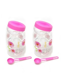 NAYASA Plastic Food Storage Containers with Spoon for Kitchen Barni 2 Pc Set Pink 1500ml  - Image 3