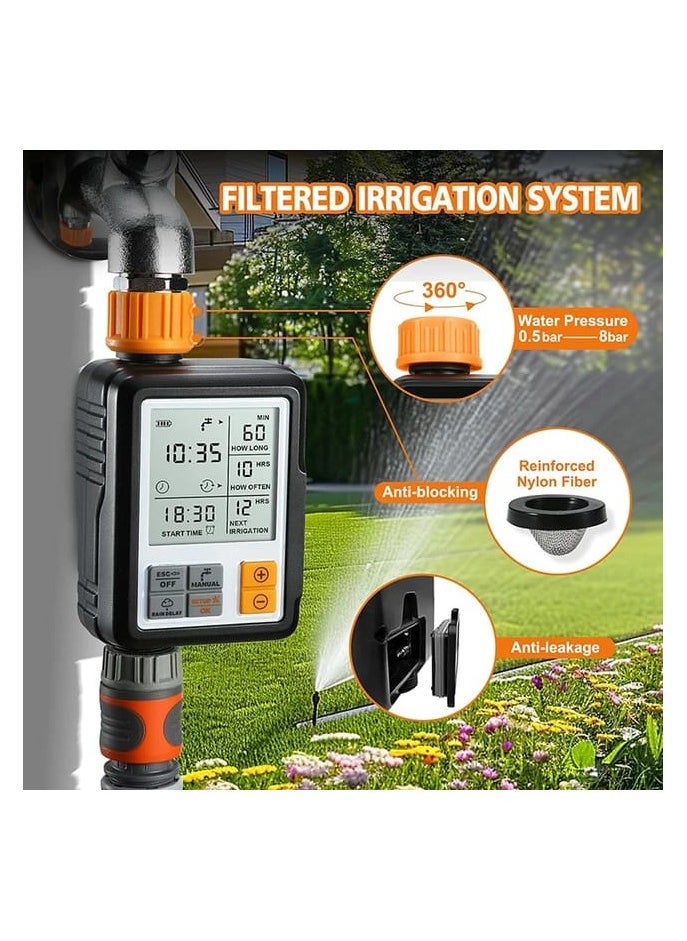 Large Screen Automatic Watering Timer Black/Orange