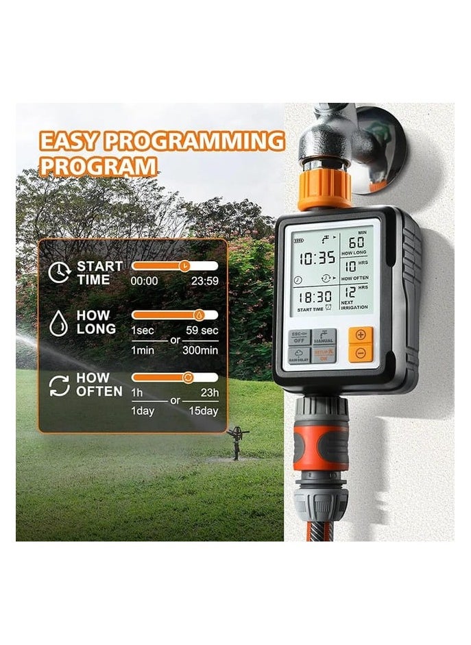 Large Screen Automatic Watering Timer Black/Orange