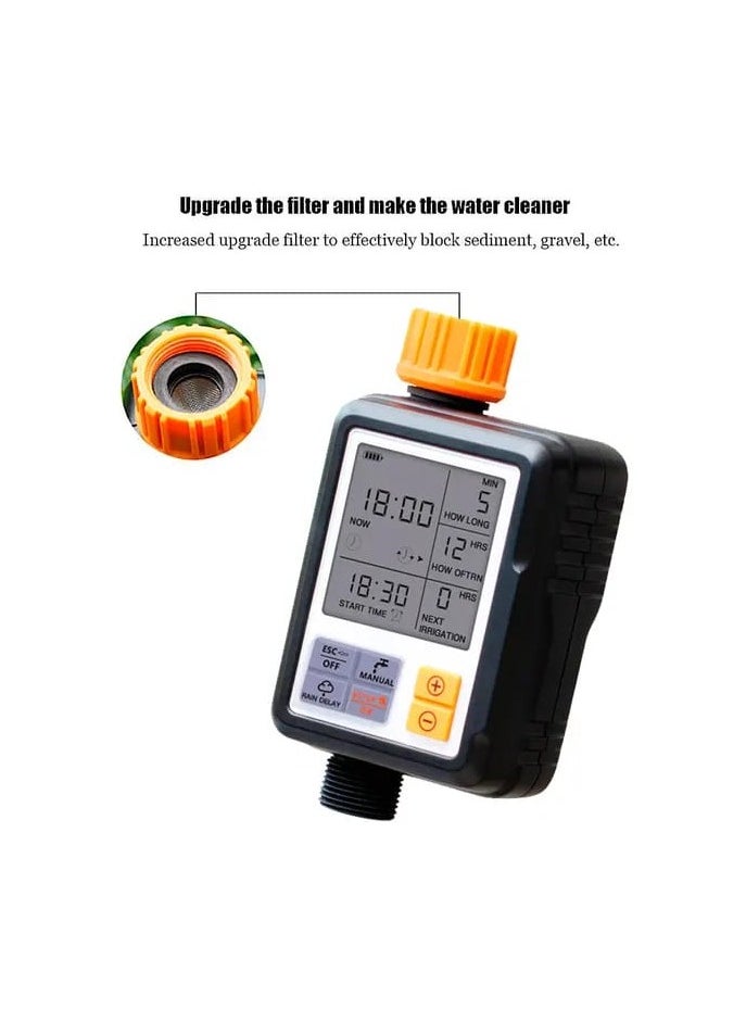 Large Screen Automatic Watering Timer Black/Orange