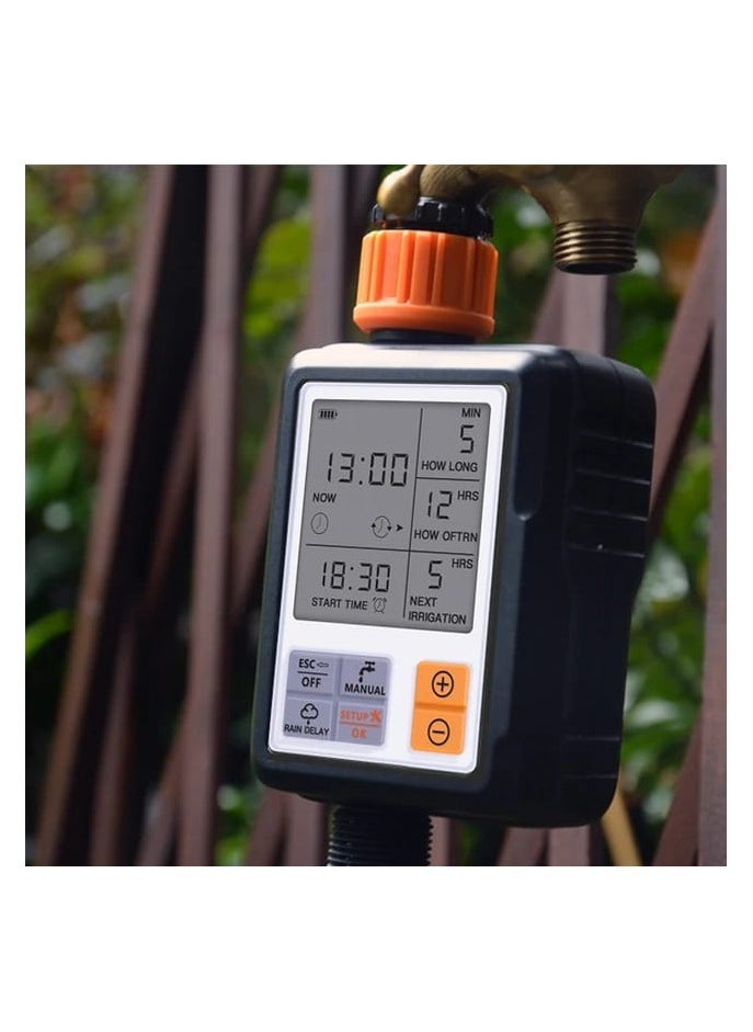 Large Screen Automatic Watering Timer Black/Orange