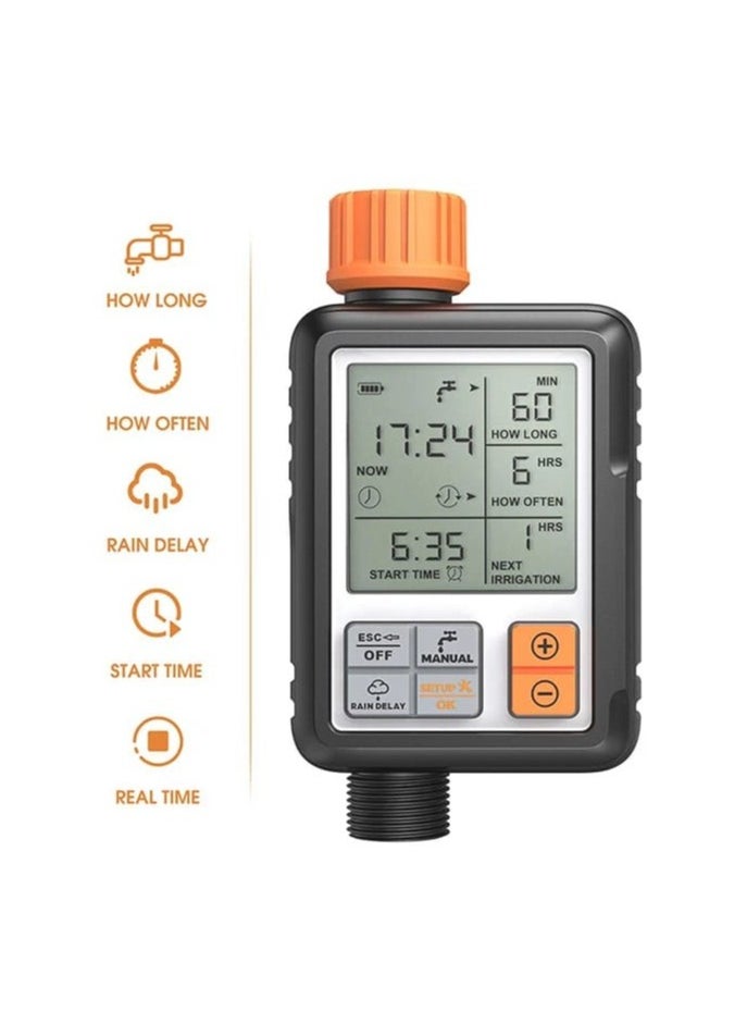 Large Screen Automatic Watering Timer Black/Orange