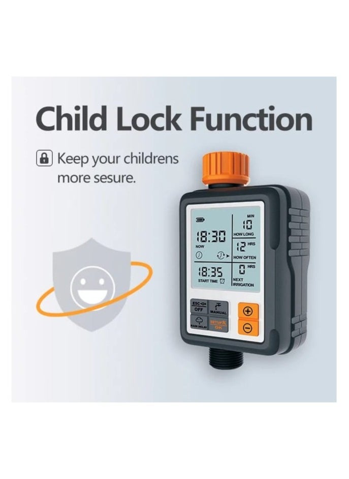 Large Screen Automatic Watering Timer Black/Orange