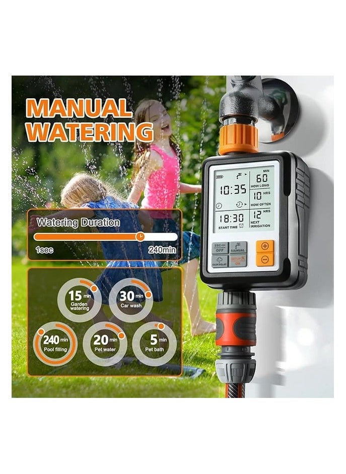 Large Screen Automatic Watering Timer Black/Orange