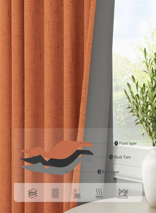 Pitalk ستائر معتمة من الكتان الصناعي بلون برتقالي محروق من بيتالك، مناسبة لغرفة النوم، طولها 52 × 84 بوصة - Image 5