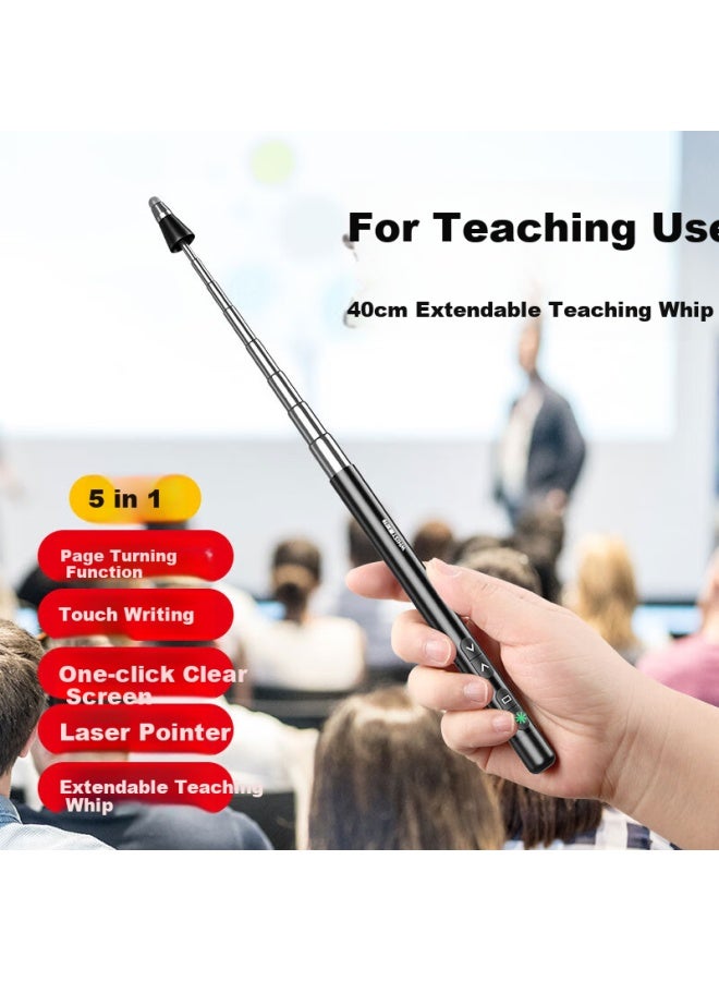 Whist 199 Page Turning Pen Green Light Lcd Screen Charging Laser Pen Teacher Teaching Projector Pen Ppt Courseware Page Turner Support Xibo Whiteboard Touch Lecture Pen Extendable Teaching Whip - Image 1