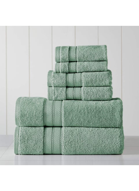 Modern Threads  Spun Loft 6Piece 100 Combed Cotton Towel Set  Bath Towels Hand Towels  Washcloths  Super Absorbent  Quick Dry  600 GSM  Soft  Plush Eucalyptus