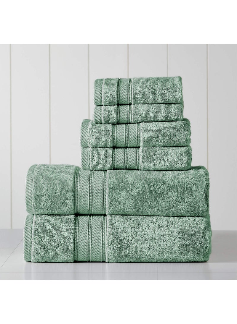 Modern Threads Modern Threads  Spun Loft 6Piece 100 Combed Cotton Towel Set  Bath Towels Hand Towels  Washcloths  Super Absorbent  Quick Dry  600 GSM  Soft  Plush Eucalyptus 