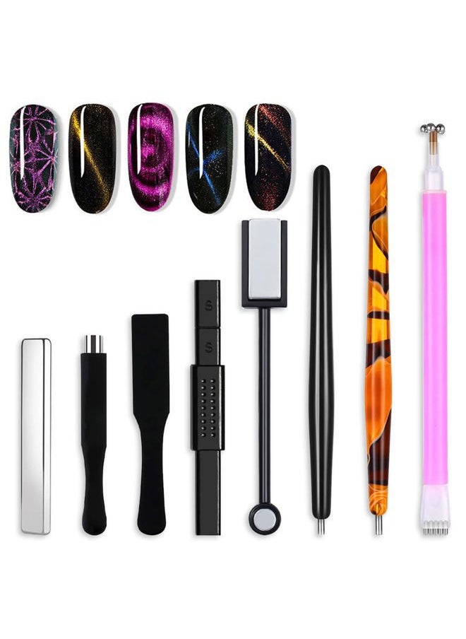 DANNEASY - 8pcs Nail Magnet Stick Magnetic Gel Polish Nail Polish Pens Nail Design Tools Nail Magnetic Stand Cat Eye Magnet for Nails Salon, Home DIY - Image 1