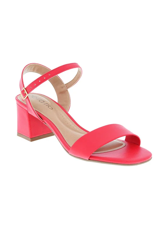 بيرا ريو Beira Rio Ladies Mid Heel Sandals Red | Made In Brazil