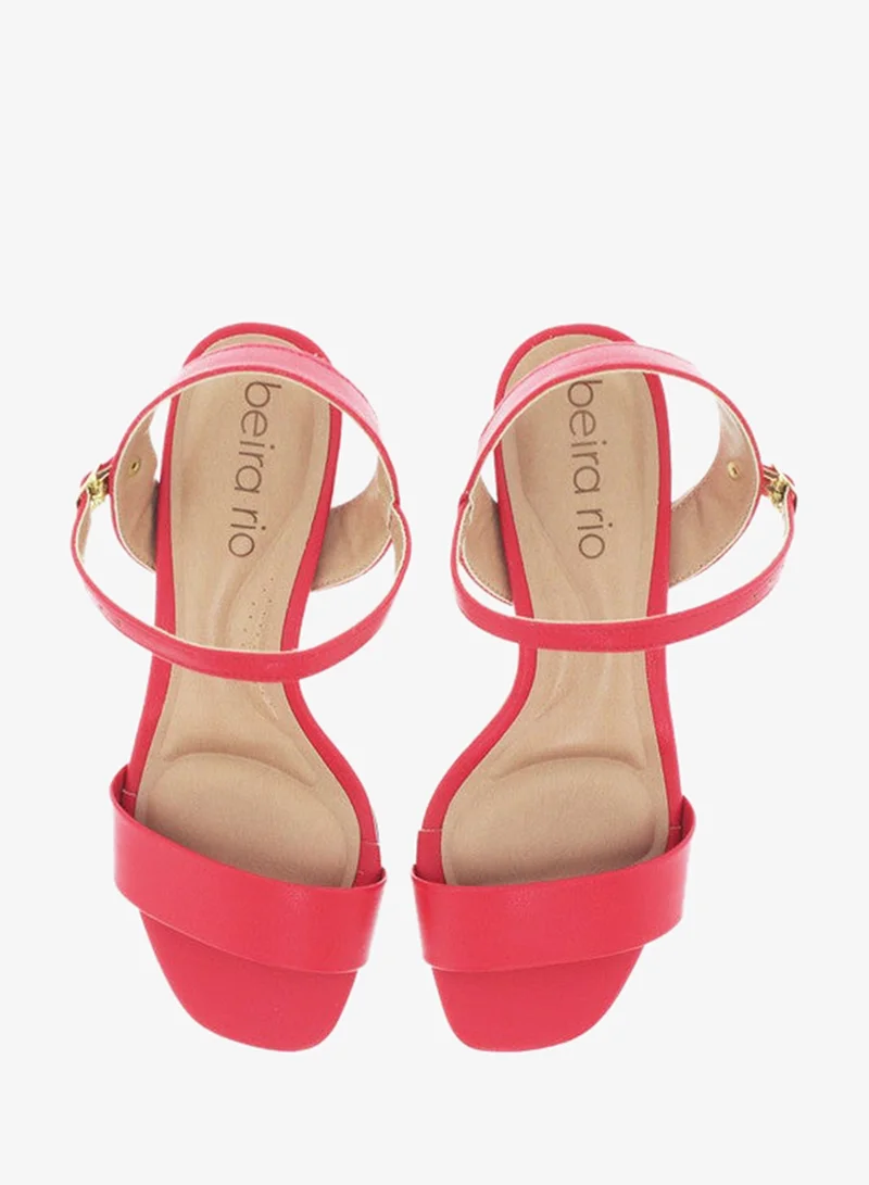 Beira Rio Red Mid Heels Sandals for Women – Sling Back Heel Sandals for Girls with Ankle Strap for Women | Best Price UAE