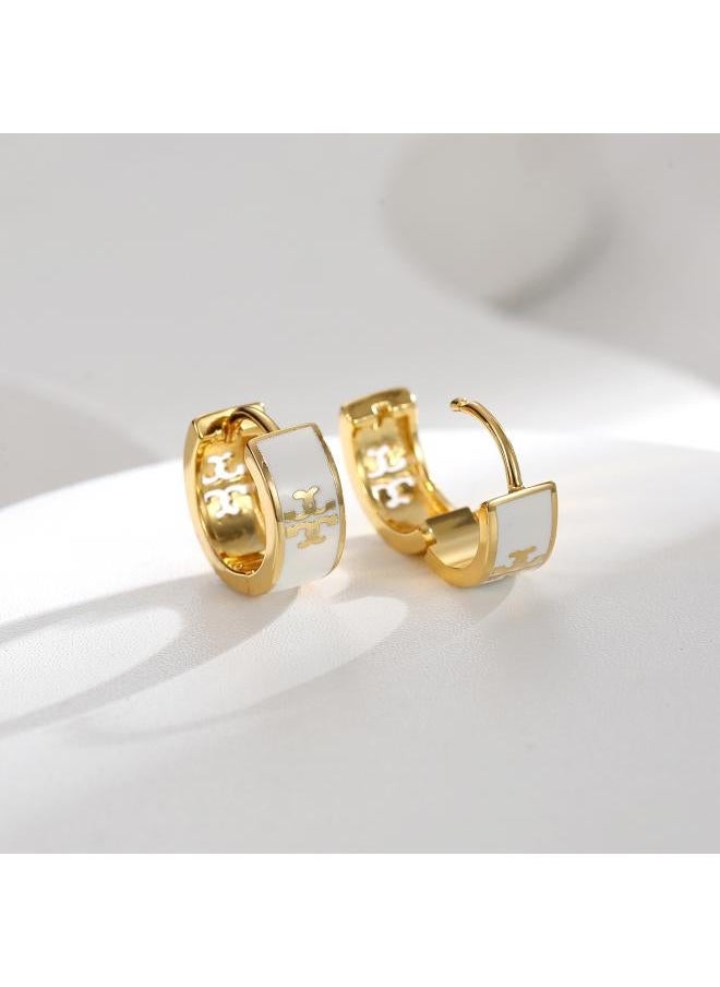 NIBEMINENT All-match Niche Personalized Earrings Light Luxury High-grade Little Red Book Popular Jewelry Hollow Retro Pattern Enamel 