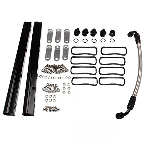 HTRACING Billet Fuel Rail Kit Compatible with LS LS1 LS2 LS3 LS6 Stock Intake Manifold 6AN+Hardware - Image 2