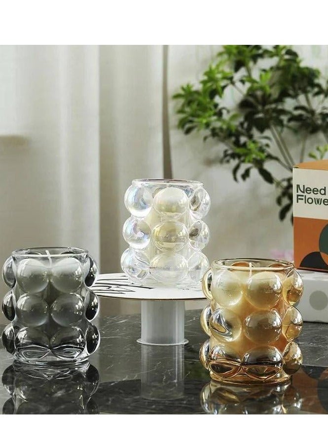 حامل فرش حواجب زجاجي بتصميم كرة الابداع الادبي من نورديك انس، حامل فرش مكياج لتزيين سطح المكتب بتصميم كوب شموع - Image 4