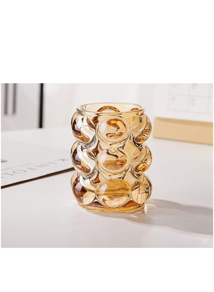 حامل فرش حواجب زجاجي بتصميم كرة الابداع الادبي من نورديك انس، حامل فرش مكياج لتزيين سطح المكتب بتصميم كوب شموع - Image 2