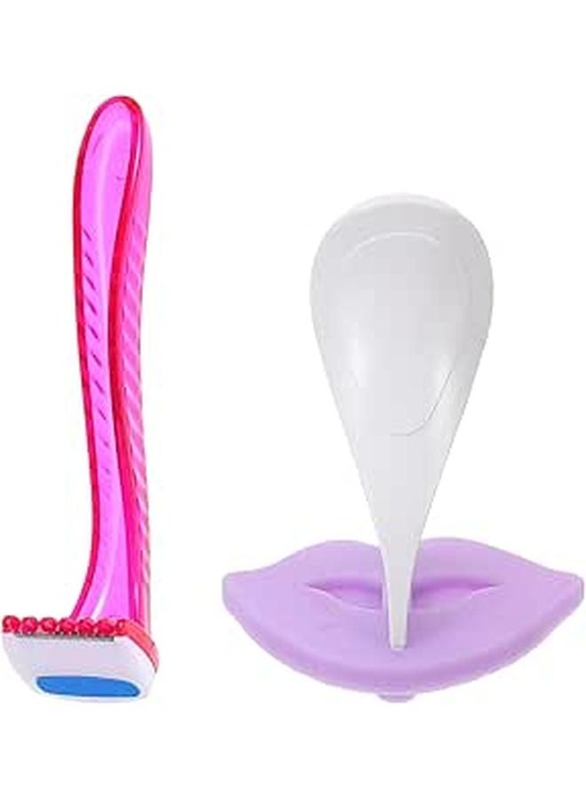 Red Compact Womens Bikini Hair Trimmer Set With Shaver Stencil Mold For Sensitive Skin - Image 1