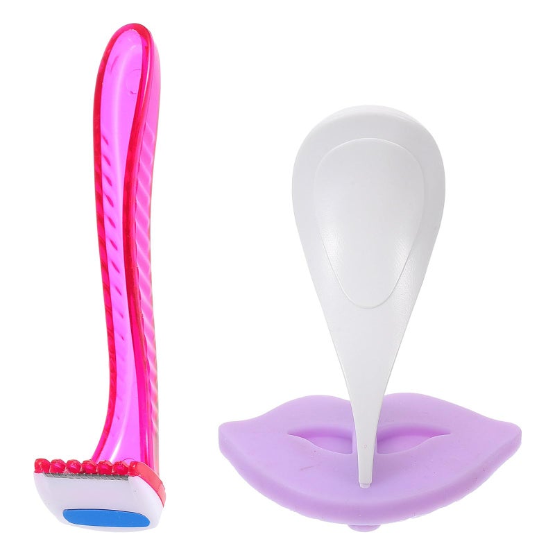 Red Compact Womens Bikini Hair Trimmer Set With Shaver Stencil Mold For Sensitive Skin - Image 2